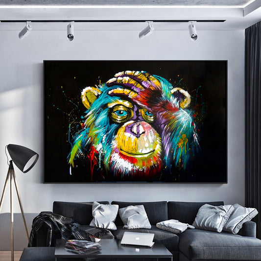 Abstract Thinking Monkey Graffiti Art Paintings on the Wall Art Posters and Prints Animals Street Art Canvas Pictures Home Decor